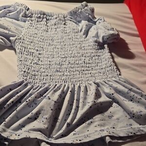 Wallflower Light Blue Floral Smocked Short Sleeve Top